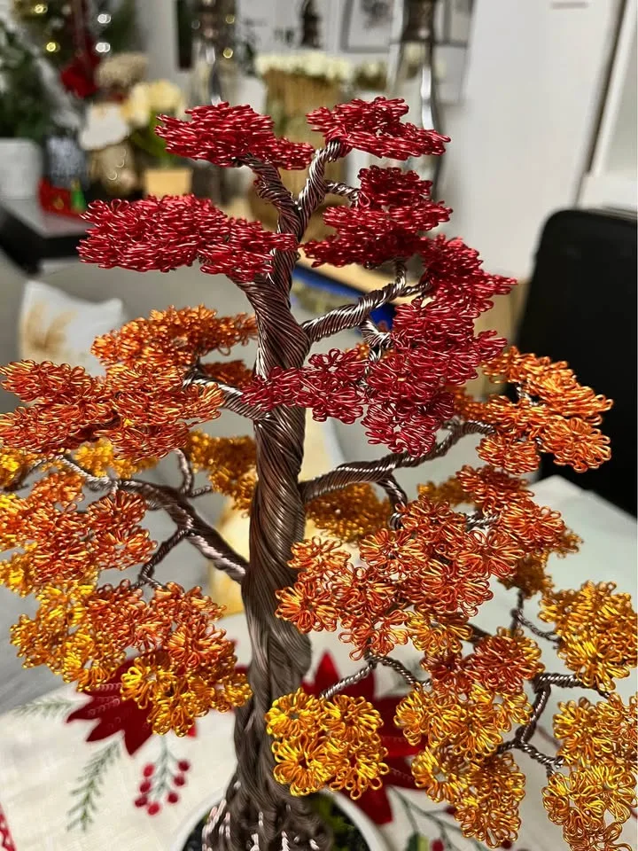 Handmade Aluminum Wire Bonsai Tree -Autumn Color- image indicator(8)