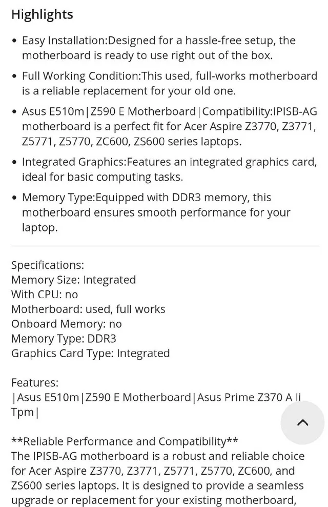 Acer Aspire Z3770 Z3771 Z5771 Z5770 ZC600 ZS600 Series motherboa image indicator(2)