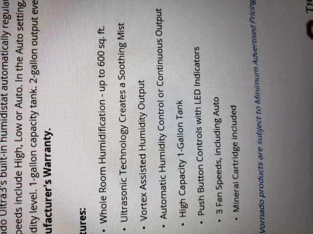 Varnado Ultra humidifier, make an offer image indicator(3)
