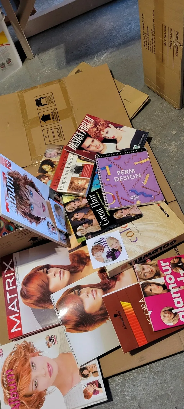Hairstylist books and Matrix color chart thumbnail