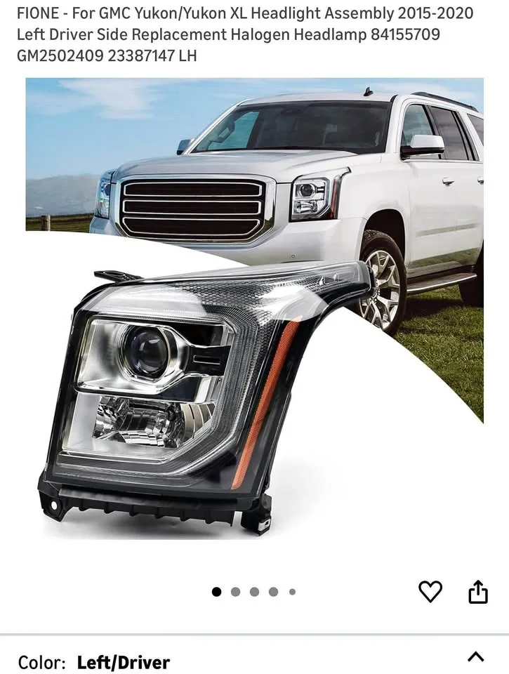 GMC Yukon Headlight Assembly 2015-2020 Left Driver Side thumbnail