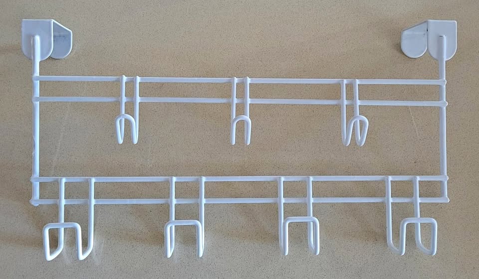 White Over the Door Rack – 7 Hook Organizer
