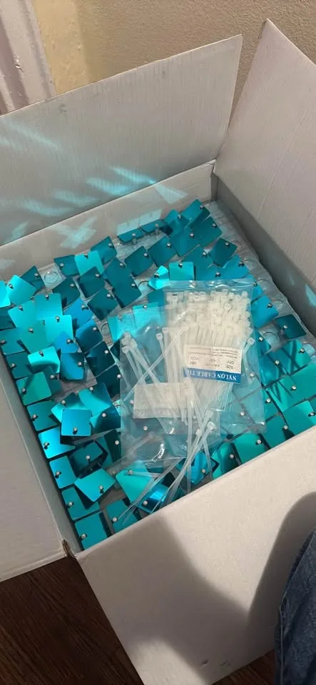 House of party blue shimmer wall decor panels. Teal blue color image indicator(3)