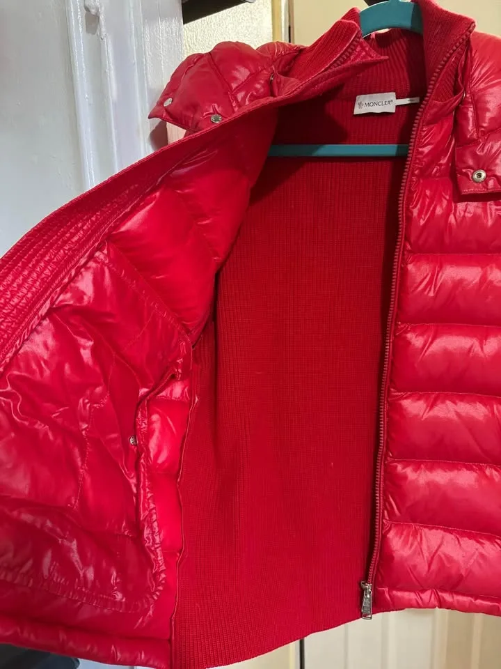 100% Authentic Moncler Red Puffer Cardigan Jacket/Sweater image indicator(4)