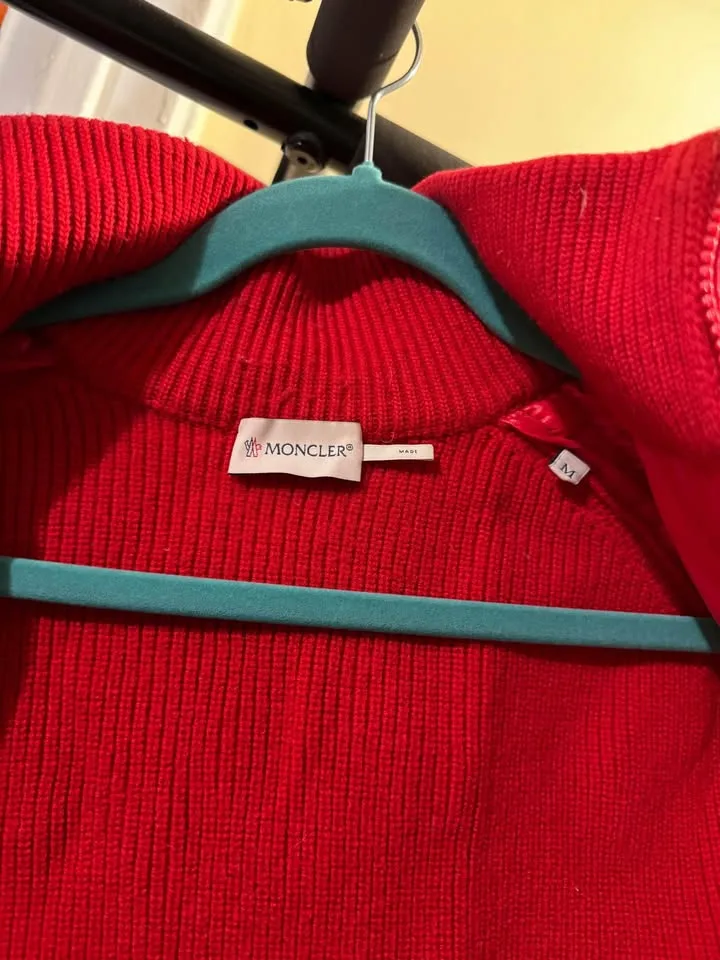 100% Authentic Moncler Red Puffer Cardigan Jacket/Sweater image indicator(6)