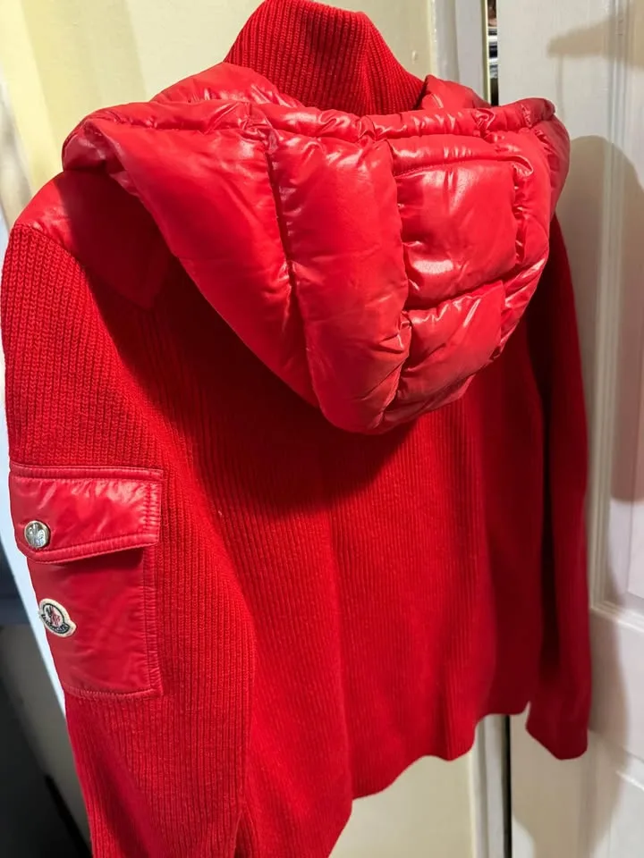 100% Authentic Moncler Red Puffer Cardigan Jacket/Sweater image indicator(9)