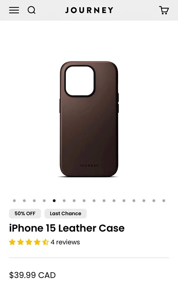 Journey Vegan Leather iPhone 15 Pro Case (New in Box)