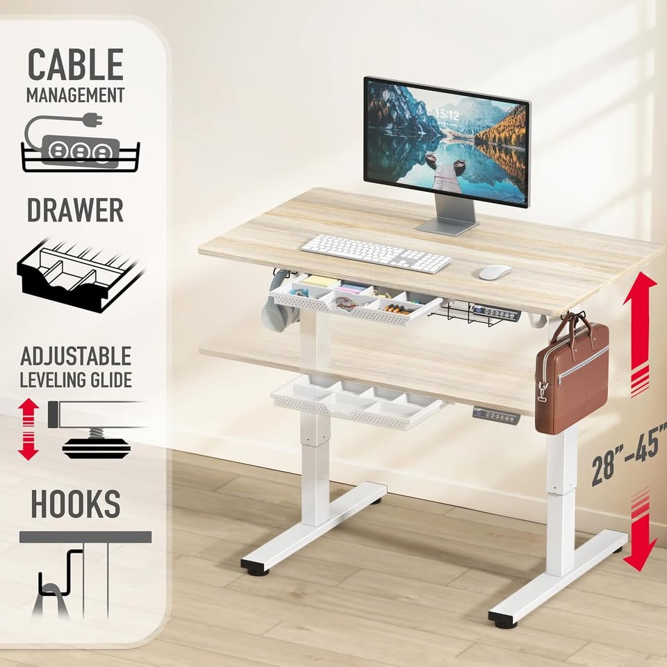 SHW Electric Height Adjustable Standing Desk - Maple - photo 2
