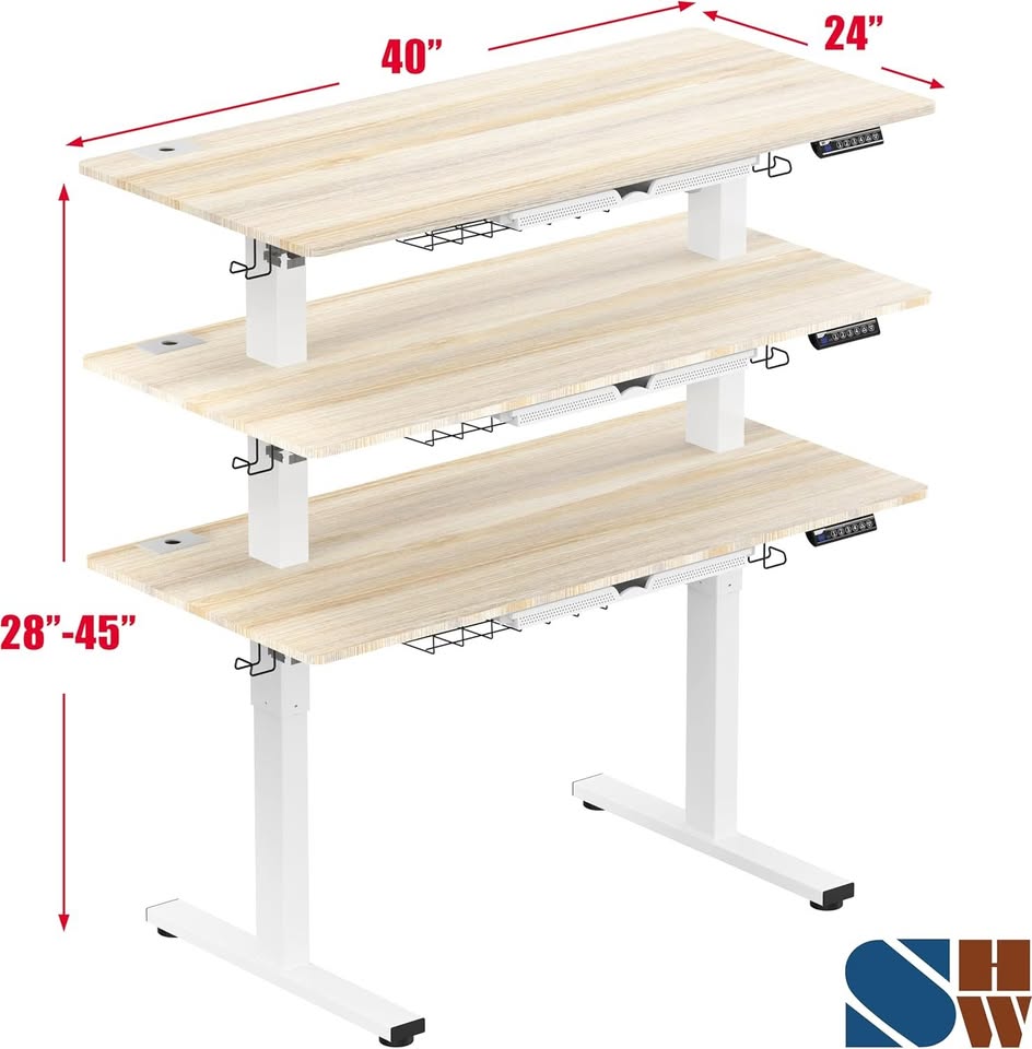 SHW Electric Height Adjustable Standing Desk - Maple - photo 4