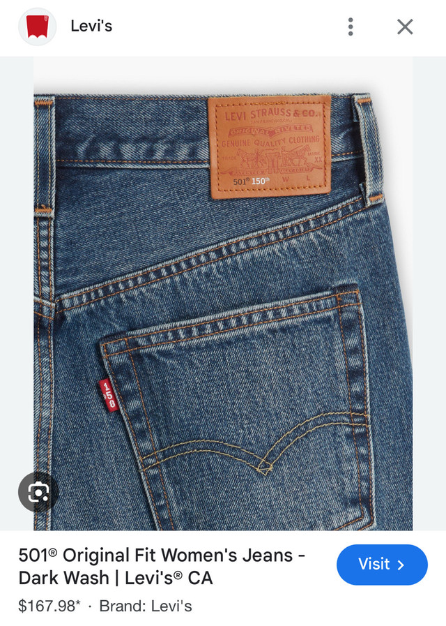 Levi’s 150th Anniversary 501 Jeans - Size 30