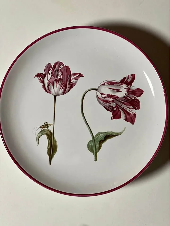 Set of 4 MMA Block Bernarda Tiger Tulips 8" Plates thumbnail