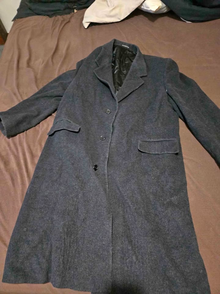 Moores Charcoal Grey Long Winter Wool Coat Size Large