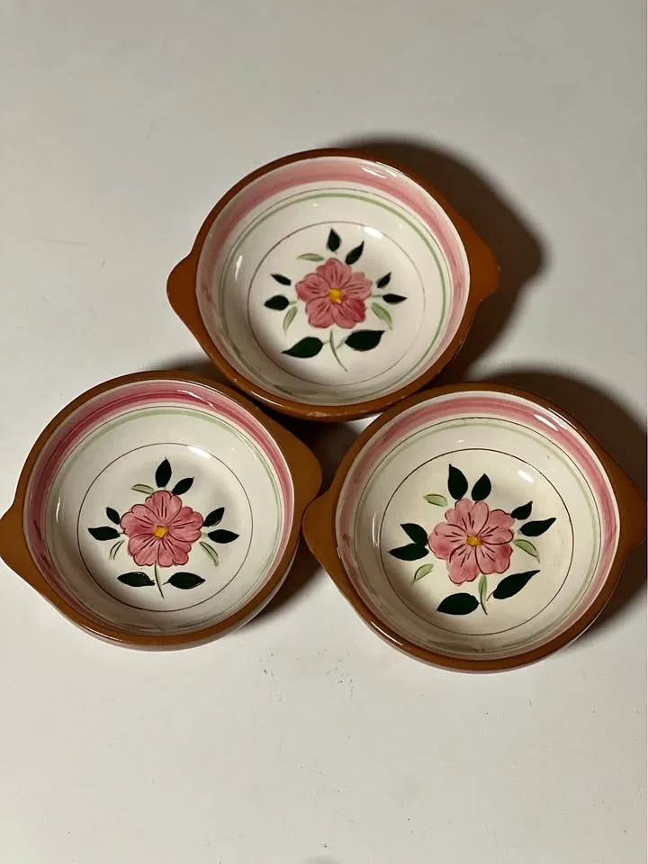 Set of 3 vintage Stangl Pottery Wild Rose bowls thumbnail