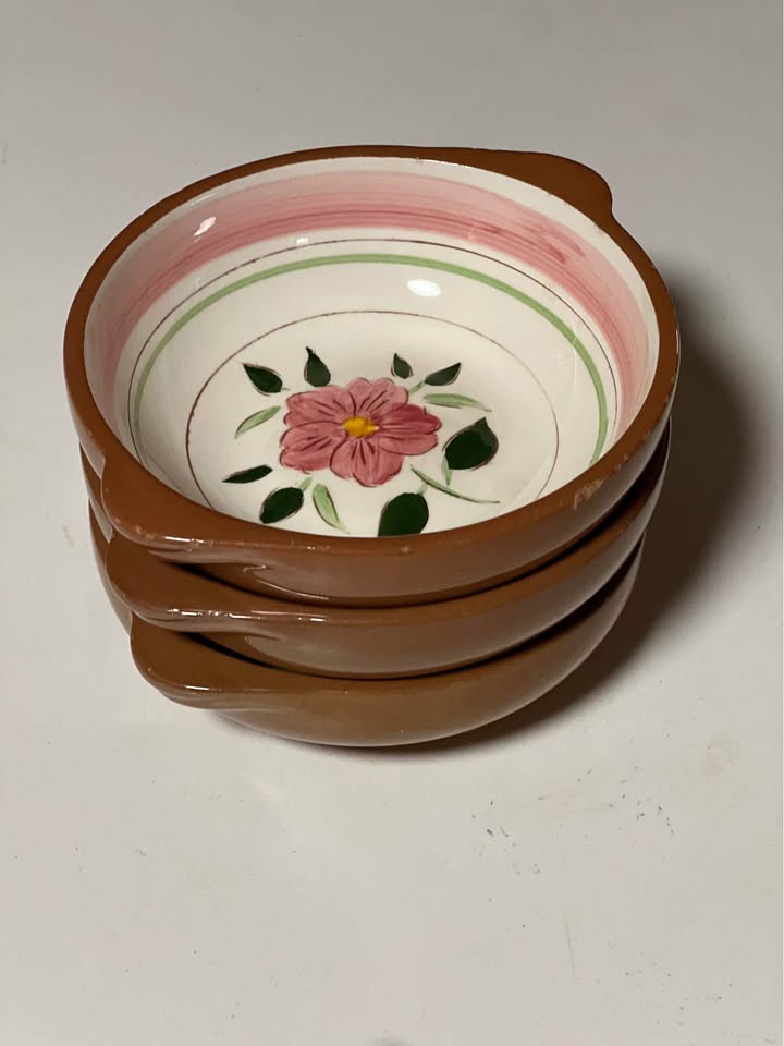Set of 3 vintage Stangl Pottery Wild Rose bowls - photo 2