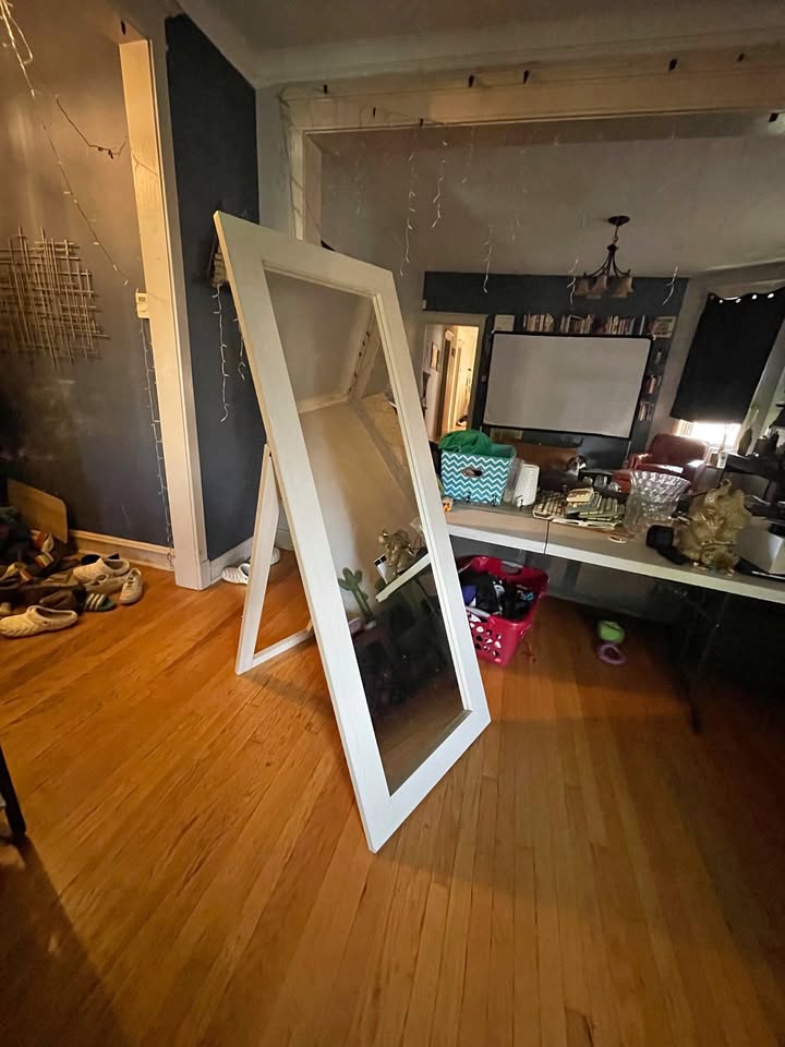 Full Length Standing Mirror - Bleached Wood Frame