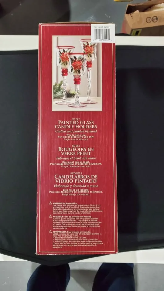 Painted glass candle holder set of 3 (Costco) brand new image indicator(2)