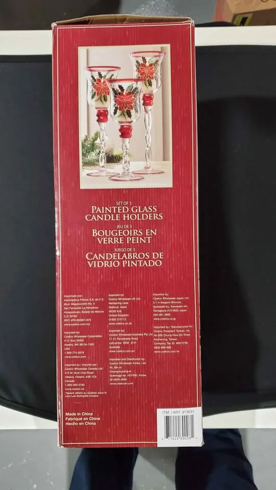 Painted glass candle holder set of 3 (Costco) brand new image indicator(3)