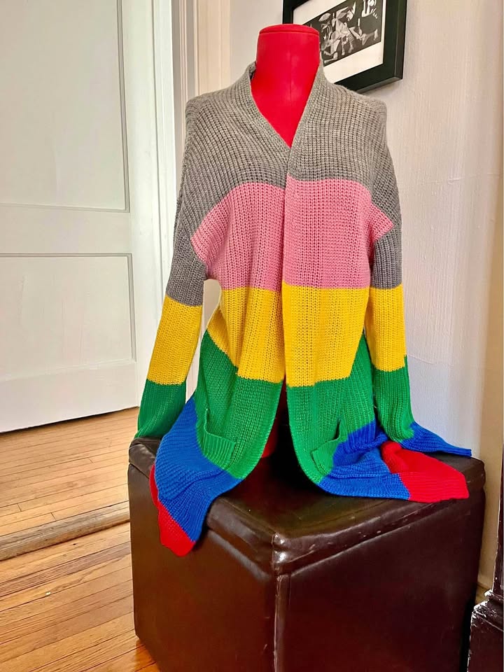 Long Rainbow Cardigan w Pockets (sz-S)