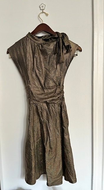 Starry Black & Gold Vintage-esque Dress (sz-XS)