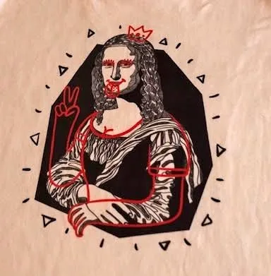 Mona Lisa cartoon T-shirt thumbnail