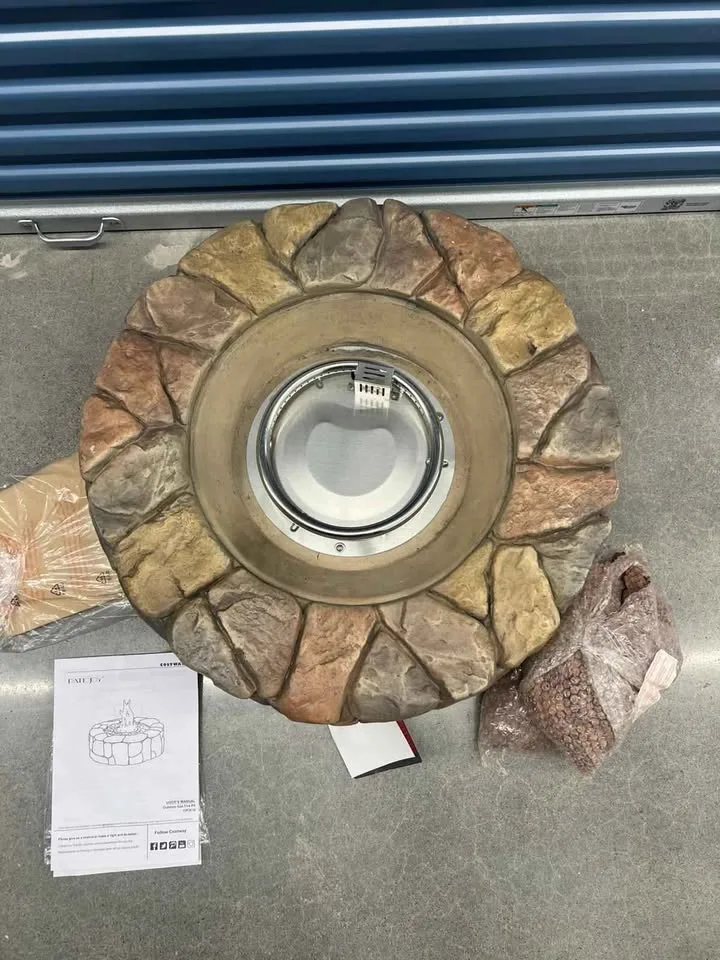 PatioJoy 28" Propane Gas Fire Pit – Stone Brown – Brand New image indicator(2)