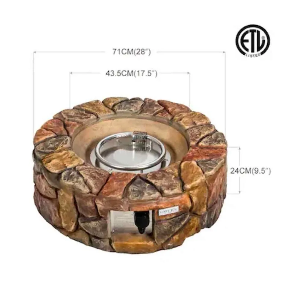 PatioJoy 28" Propane Gas Fire Pit – Stone Brown – Brand New image indicator(5)