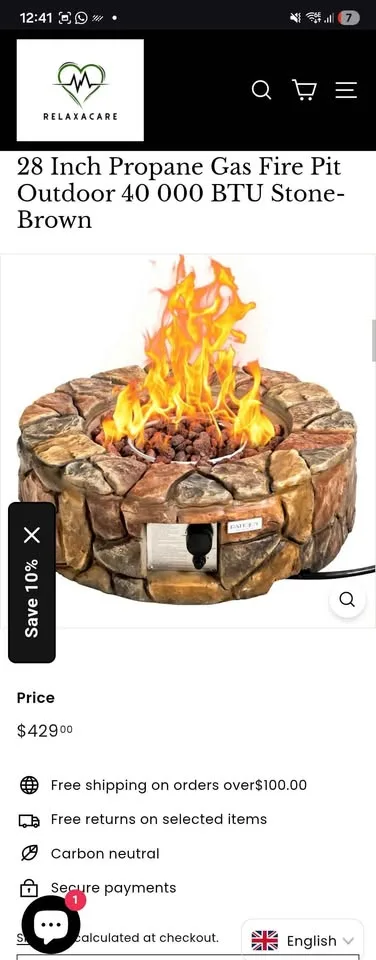PatioJoy 28" Propane Gas Fire Pit – Stone Brown – Brand New image indicator(10)