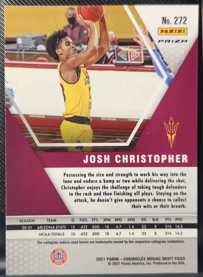 Josh Christopher Mosaic Rookie Card - Arizona State image indicator(2)