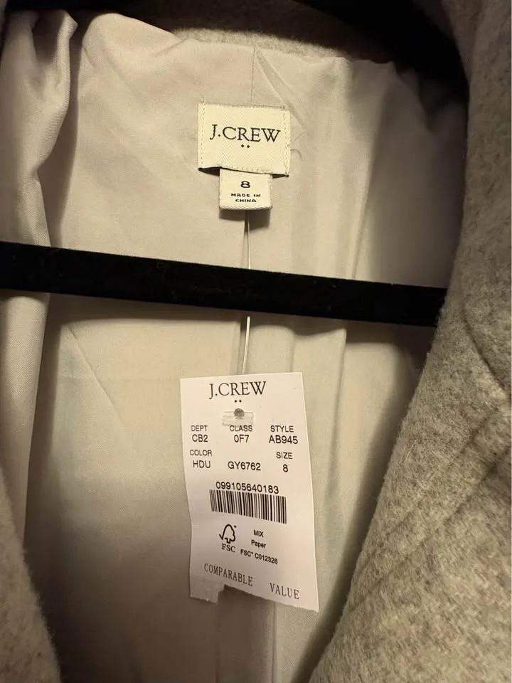 BNWT. J. Crew City Coat - Heather Dusk - Size 8 image indicator(4)