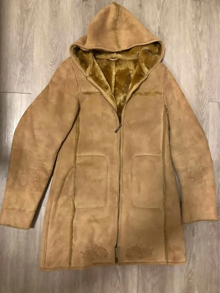 Heavy Fur lined hooded jacket with embroidery thumbnail