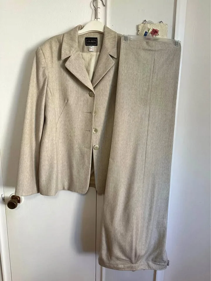 Wool Cream Blazer & Pants Set thumbnail