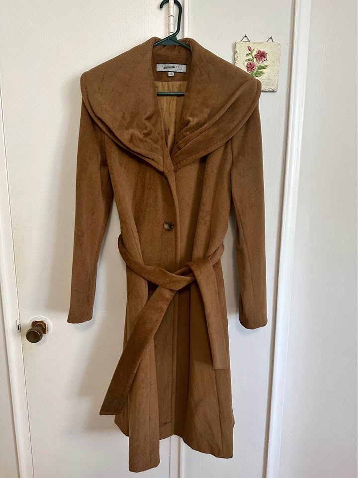 Brown Wool Trench Coat by Anne Klein