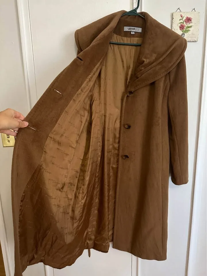 Brown Wool Trench Coat by Anne Klein image indicator(3)