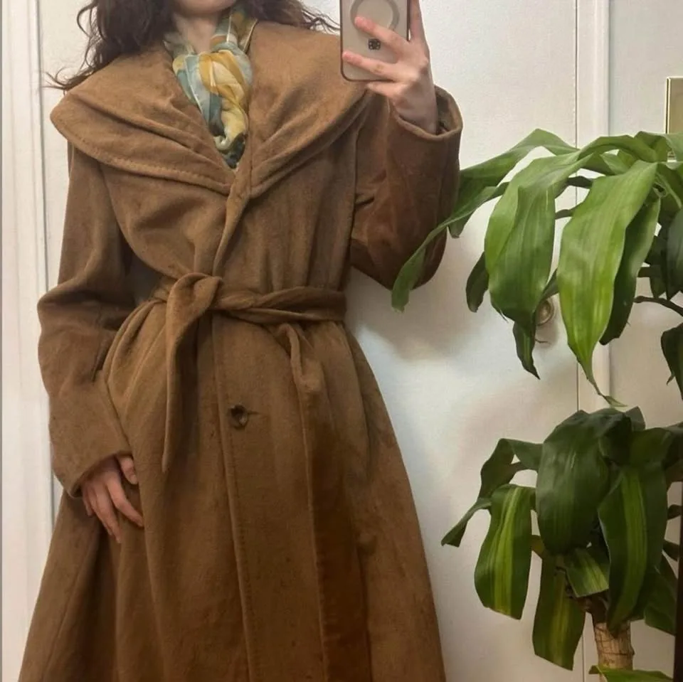 Brown Wool Trench Coat by Anne Klein image indicator(4)