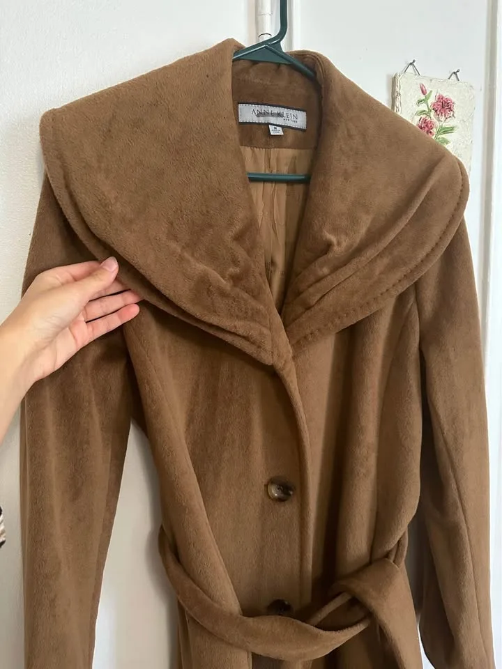 Brown Wool Trench Coat by Anne Klein image indicator(5)