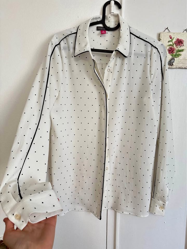 Classy White Polka Dot Blouse