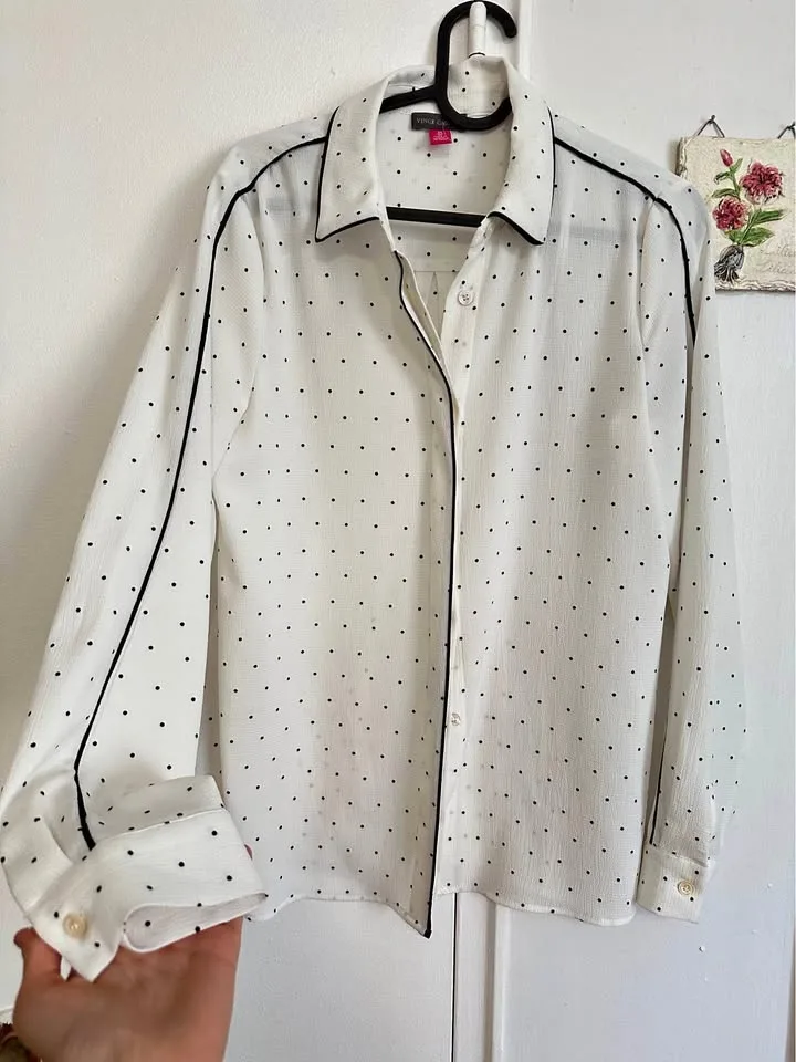 Classy White Polka Dot Blouse thumbnail