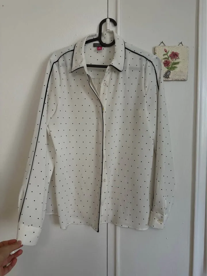 Classy White Polka Dot Blouse image indicator(2)