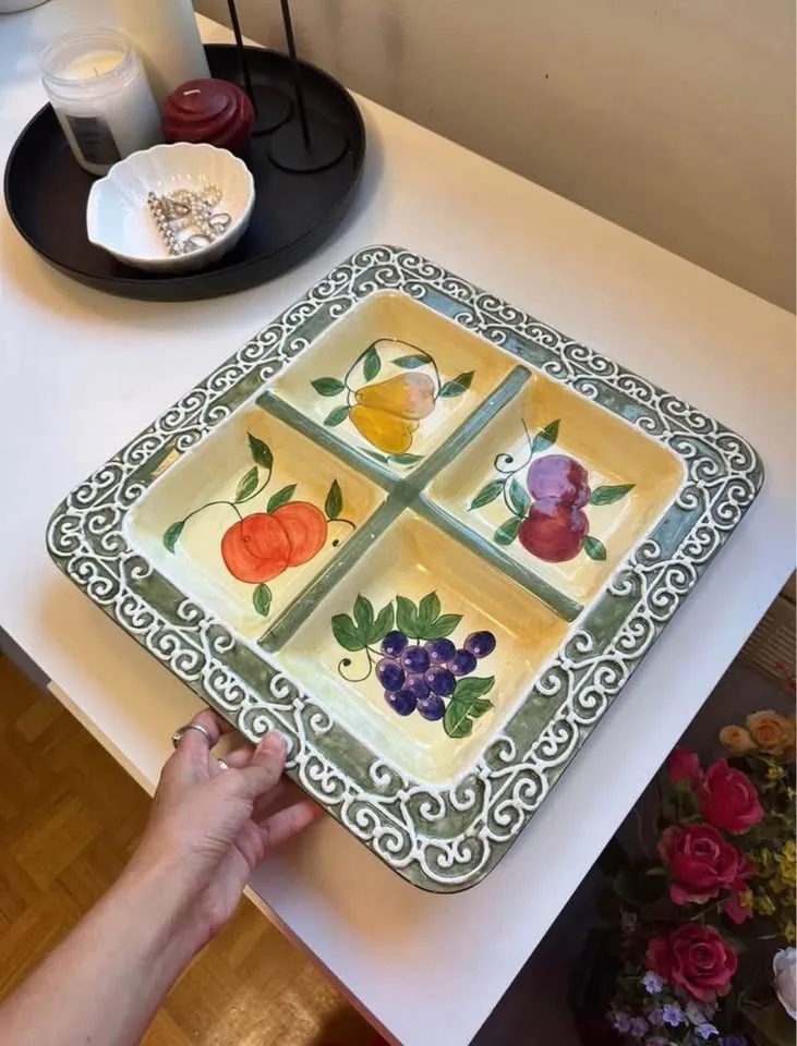 Vintage Ceramic Tray - Serving Platter / Home Kitchen Decor image indicator(2)