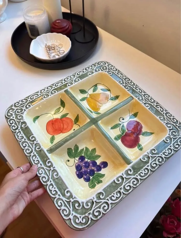 Vintage Ceramic Tray - Serving Platter / Home Kitchen Decor image indicator(4)