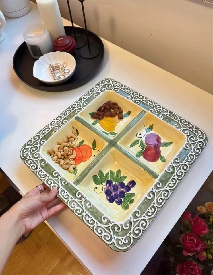 Vintage Ceramic Tray - Serving Platter / Home Kitchen Decor image indicator(5)