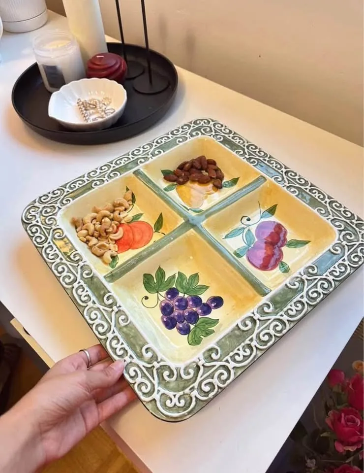 Vintage Ceramic Tray - Serving Platter / Home Kitchen Decor image indicator(8)