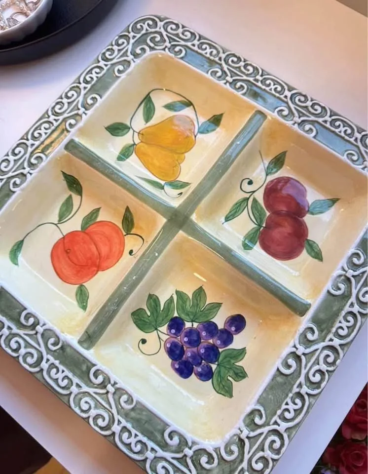Vintage Ceramic Tray - Serving Platter / Home Kitchen Decor image indicator(9)