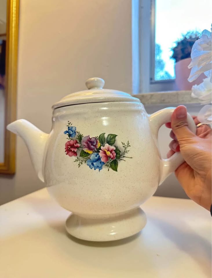 Vintage Ceramic Teapot - Floral Cottagecore Kitchen Decor - photo 4