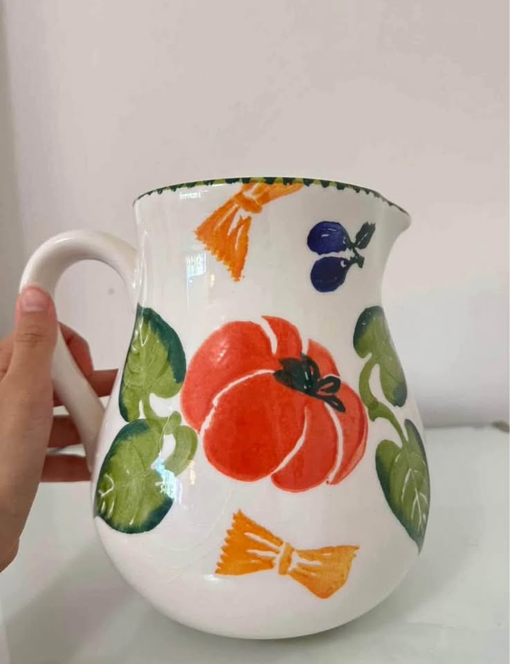 Vintage Ceramic Painted Beverage Pitcher