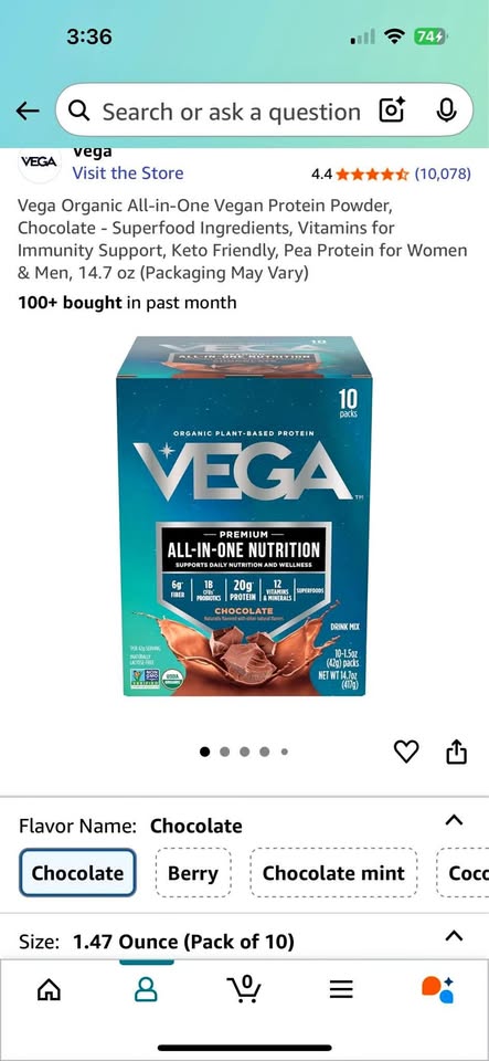 Vega single serving protein