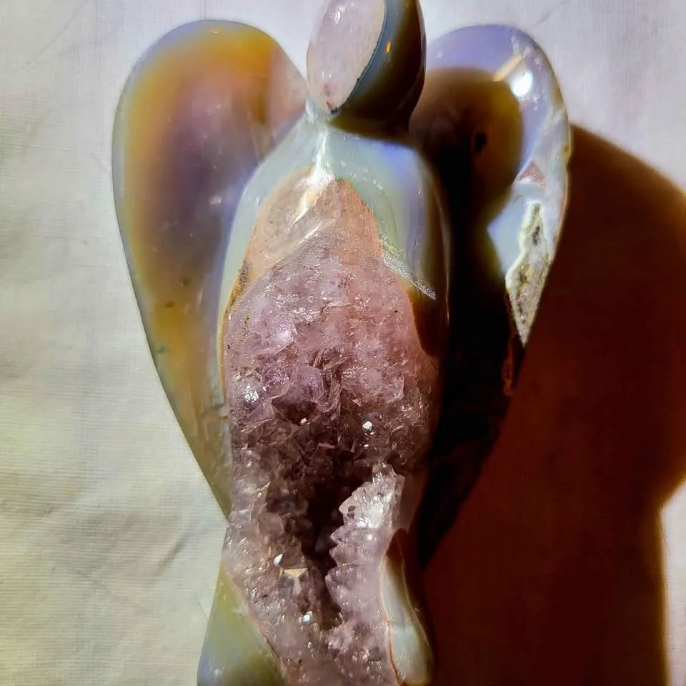 Blue Agate Angel with Amethyst Druze image indicator(3)