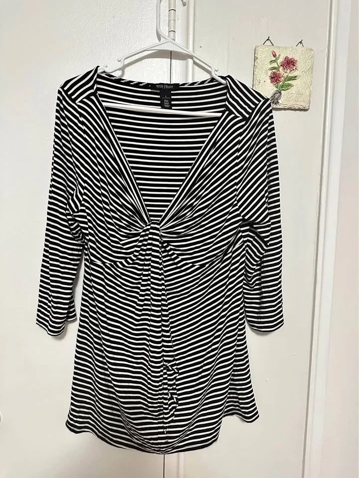 White House Black Market Striped Top thumbnail