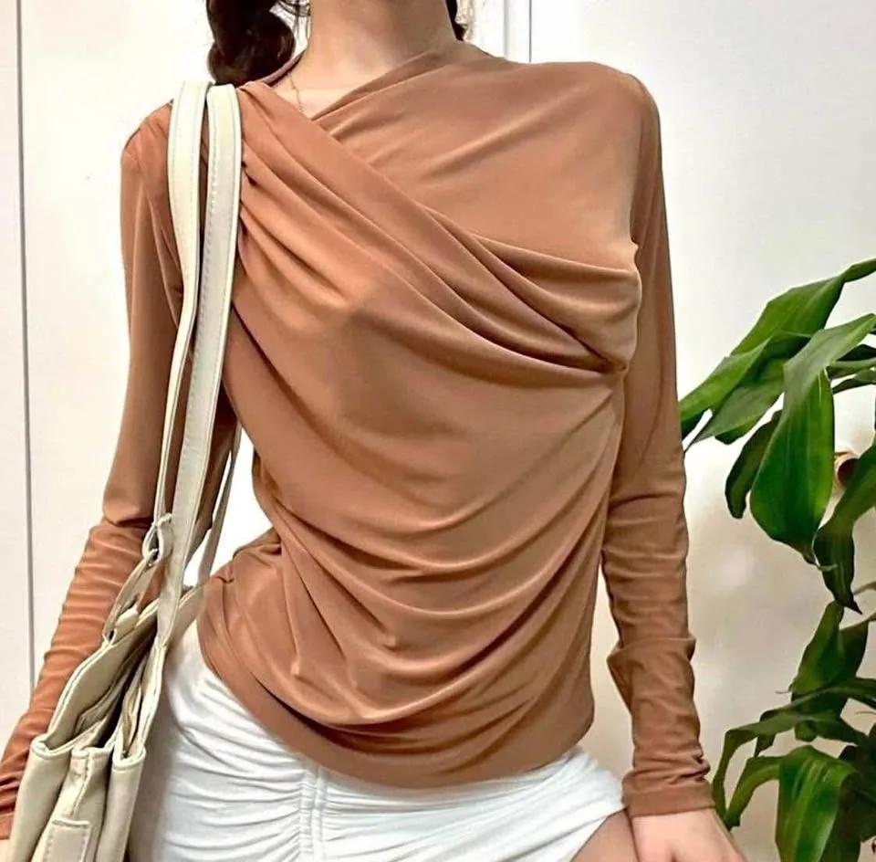 Zara Brown Wrap Top thumbnail