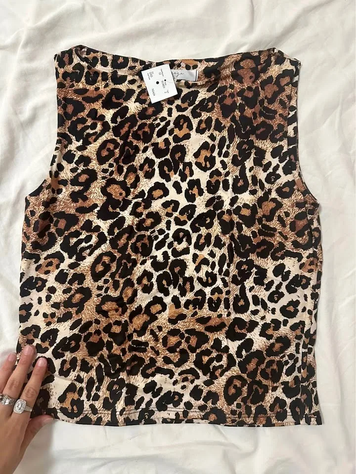 NWT Leopard Print Halter Tank thumbnail